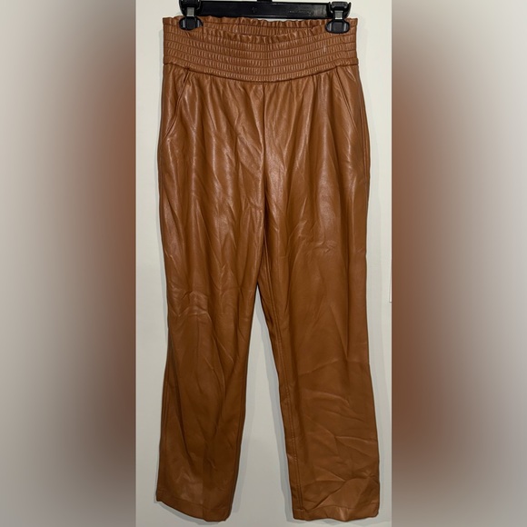 Joie Vegan Leather Straight Leg Pants in Camel - Picture 2 of 4